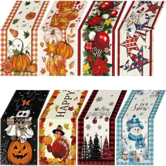 8 Pcs Fall Holiday Seasonal Table Runner