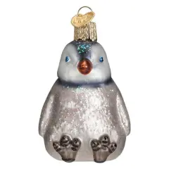 Old World Christmas 3.0 Inch Sitting Penguin Chick Tree Ornament , Ornament Birds Snow Ice Black