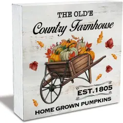 Rustic Country Pumpkin Farmhouse Wood Box Sign