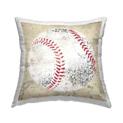 Stupell Industries Rustic Baseball Sports Ball Outdoor Printed Pillow, 18 x 7 x 18