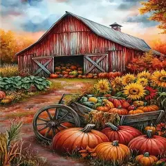 11.8x15.7 Inch - Farmhouse Pumpkin Cart Diamond Painting Kits for Adults