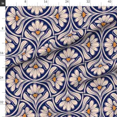 Various Fabrics by the Yard or Fat Quarter Blue Floral Yellow Cream Flowers Bold Modern Minimalist Cobalt Geometric Custom Printed Fabric by Spoonflower