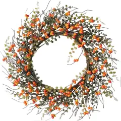 20" Berry Vine Fall Wreath with Branch and Leaves