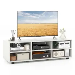 Costway TV Stand TV Console Cabinet 6-Cubby Media Console Entertainment Center with Adjustable Shelves
