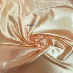 1 Yard Peach Bridal Satin Fabric 58/60 Inch Wide Shiny Polyester Cloth for Table Runners, Curtains & Apparel
