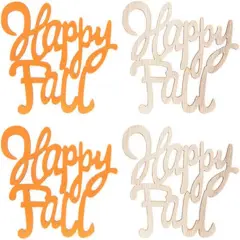 4 Pieces -Happy Fall Painted Wood Cutout Shapes