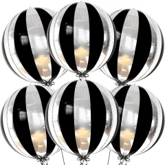 22 Inch Black and Silver Balloons - Pack of 6