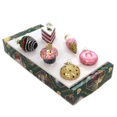 Old World Christmas 1.75 In Mini Dessert Set Christmas Tree Ornament , Donut Cake Ice Cream Ornament Multicolored