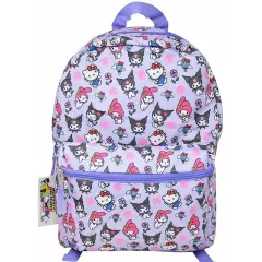 Kuromi All Over Nylon Purple Kids 16" School Backpack