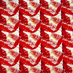 1 Yard All Over Tropical Leaves Cotton Fabric, 36in L x 45in W Cream/Red/Yellow