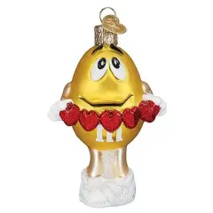 Old World Christmas 3.75 In M&M's Yellow Love You Valentine Tree Ornament , Hearts Chocolate