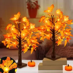 18'' Fall Thanksgiving Lighted Maple Tree with Timer