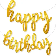 Happy Birthday Cursive Gold Foil Balloons