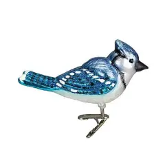 Old World Christmas 3.0 Inch Bright Blue Jay Christmas Tree Ornament , Ornament Clip On Wildlife Bird