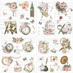 Sheets Music Floral Rub on Transfer Stickers for Furniture