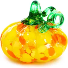 Hand Blown Glass Pumpkin Figurine for Decorations Fall