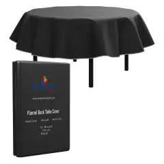 Exquisite Vinyl Tablecloth &ndash; 70" Round &ndash; Pack of 1 &ndash; Round Plastic Table Cover with Flannel Backing &ndash; Reusable & Waterproof Tablecloth for Parties and Events Black