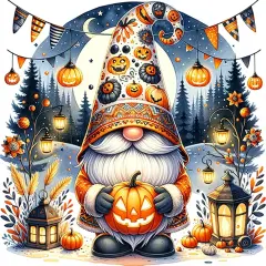 Halloween Gnome Pumpkin Moon Diamond Art Kits for Adults
