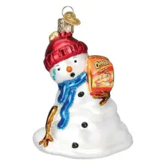 Old World Christmas 4.25 In Flamin' Hot Cheetos Snowman Tree Ornament , Ornament Melting White