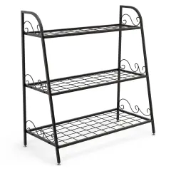 Costway 3-tier Metal Plant Stand Shelf Flower Pot Holder Display Rack Shoe Organizer