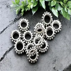 *50* 13mm Antique Silver Large Hole Gear Rondelle Beads