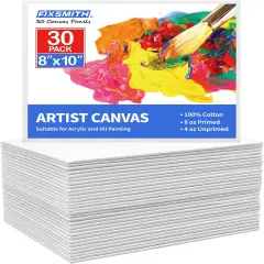 Canvas for Painting, 8x10 Inch Canvas Boards, Super Value 30 Pack White Blank Canvas Panels, 100% Cotton Primed, Painting Art Supplies for Professionals, Hobby Painters, Students & Kids