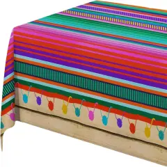3PCS Fiesta Tablecloth for Mexican Themed Party Decorations, Plastic Tablecover Multicolor Style for Fiesta Birthday, Taco Night, Cinco De Mayo and Spanish Themed Party Baby Shower Celebration