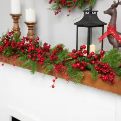 Northlight Cedar, Pine and Berries Artificial Christmas Garland - 5' - Unlit Green