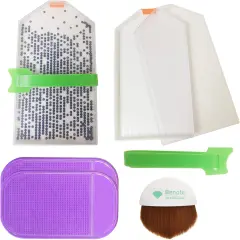 Diamond Painting Tray with Lid/Cover, Diamond Art Tools Rhinestone Tray Kit, Diamond Painting Brush Accessories Help Beads Line up, Anti-Slip Tools Sticky Mat for DIY Art Craft