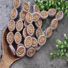 *10* 14x11mm Gold Washed Opaque Purple Mystic Eye Beads