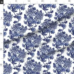 Various Fabrics by the Yard or Fat Quarter Floral Blue Peonies Spring Kitchen Home Decor Flowers Modern Momochramtic Custom Printed Fabric by Spoonflower