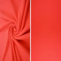 1 Yard 2x1 Solid Rib Knit Fabric, 54/56&Prime; Wide Polyester Spandex Blend NEON ORANGE