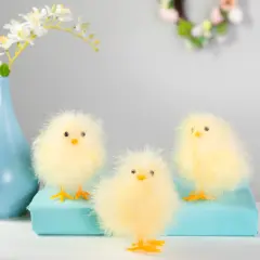 Northlight Fuzzy Easter Baby Chick Decorations - 3.25" - Set of 3 Yellow