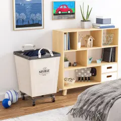 Seville Classics Heavy-Duty Rolling Laundry Hamper, 18.25" W x 18.25" D x 27.5" H White