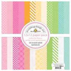 Doodlebug Petite Prints Double-Sided Cardstock 12"X12" 12/Pk-Butterfly Kisses, 12 Designs/1 Each