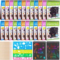 24 Pack Rainbow Scratch Paper Arts Notebooks