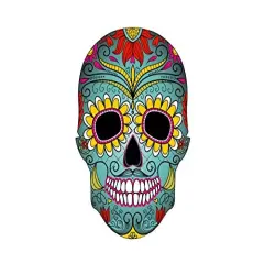 Sugar Skull Colorful Birthday Edible Cake/Cupcake Topper for 1/4 sheet cake