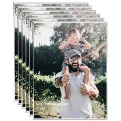 DZZ Clear Acrylic Photo Picture Frames Display Picture,Wall Mounting Clear for Home,School,office,-Vertical, 4x6, Set of 6