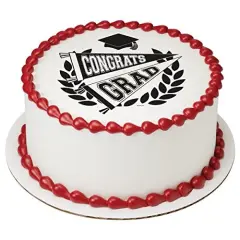 Congrats Grad Pennants PhotoCake&reg; Edible Cake Topper Icing Image for 6 inch Round cake or larger