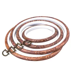 joybest 4 Pcs Embroidery Hoops Set Cross Stitch Hoop Ring Imitated Wood Display Frame-Circle and Oval Hand Embroidery Kits for Art Craft Sewing (Imitated wood)