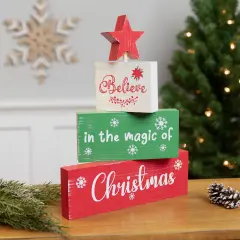 Northlight Believe in the Magic of Christmas Wooden Tree Sign - 12.5" Multi