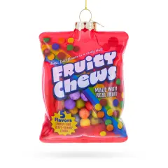Fruity Chews Candy Bag Glass Christmas Ornament
