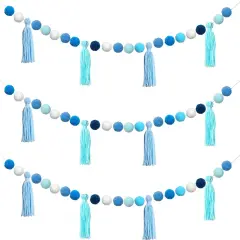 3Pcs Blue Pom Pom Garland