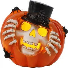 Halloween Pumpkin Skeleton Decor - Light Up Spooky