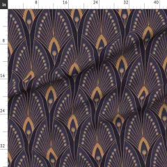 Various Fabrics by the Yard or Fat Quarter Geometric Feathers Blue Brown Abstract Peacocks Bold Retro Glam Custom Printed Fabric by Spoonflower