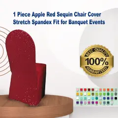 1 Piece Apple Red Sequin Chair Cover, Stretch Spandex Fit for Banquet Events