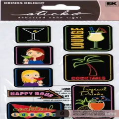 Sticko Cocktails Debossed Neon Signs Stickers
