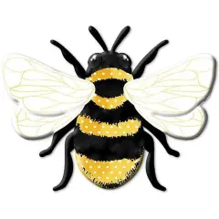 12" Metal Embossed Bee Hanger: Yellow