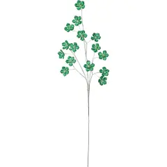 28" Flower Faux Crystal Spray: Green