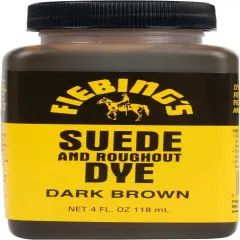 Fiebing's Black Suede Dye (4 oz) - Recolor, Brighten & Restore Suede & Roughout Leather Shoes, Furniture, Purse - Includes Wool Dauber for Easy Application - Flexible When Dry, Won't Crack or Peel Dark Brown